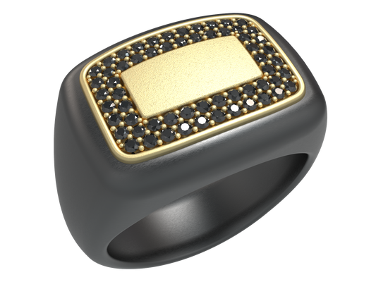 Valor Rectangular Signet Ring 14K Gold